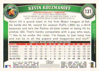 2011 Topps #131 Kevin Kouzmanoff Back