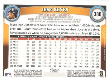 2011 Topps #380 Jose Reyes Back