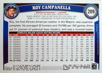 2011 Topps #209 Roy Campanella Back