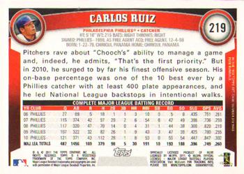 2011 Topps #219 Carlos Ruiz Back