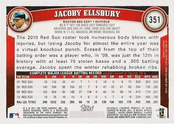 2011 Topps #351 Jacoby Ellsbury Back