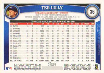 2011 Topps #36 Ted Lilly Back