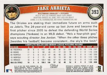 2011 Topps #393 Jake Arrieta Back