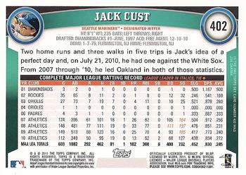 2011 Topps #402 Jack Cust Back
