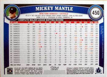 2011 Topps #450 Mickey Mantle Back