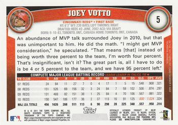 2011 Topps #5 Joey Votto Back
