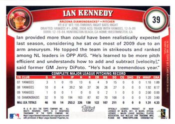 2011 Topps #39 Ian Kennedy Back