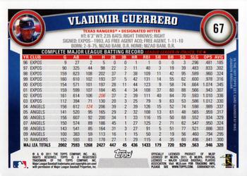 2011 Topps #67 Vladimir Guerrero Back