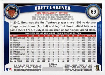 2011 Topps #69 Brett Gardner Back