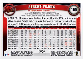 2011 Topps #100 Albert Pujols Back