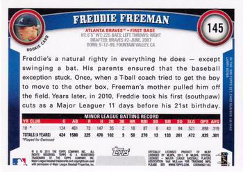 2011 Topps #145 Freddie Freeman Back