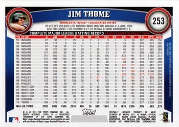 2011 Topps #253 Jim Thome Back