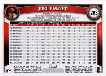 2011 Topps #263 Joel Pineiro Back