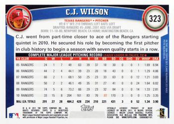 2011 Topps #323 C.J. Wilson Back