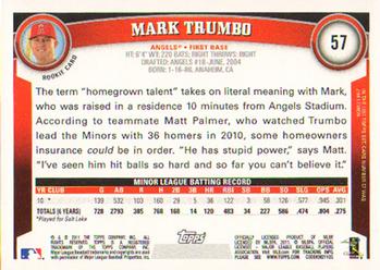 2011 Topps #57 Mark Trumbo Back