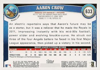 2011 Topps #633 Aaron Crow Back