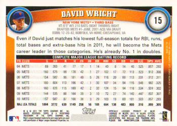 2011 Topps - Diamond Anniversary #15 David Wright Back