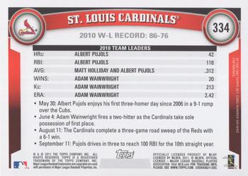 2011 Topps - Diamond Anniversary #334 St. Louis Cardinals Back