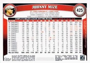 2011 Topps - Diamond Anniversary #425 Johnny Mize Back
