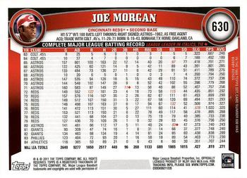 2011 Topps - Diamond Anniversary #630 Joe Morgan Back