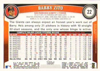 2011 Topps - Diamond Anniversary #22 Barry Zito Back