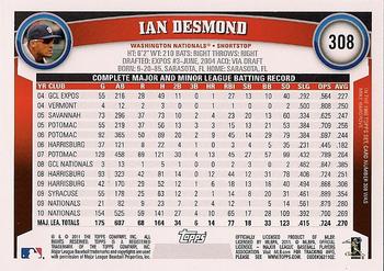 2011 Topps - Diamond Anniversary #308 Ian Desmond Back