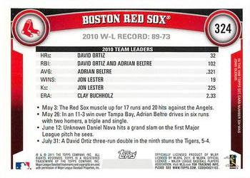2011 Topps - Diamond Anniversary #324 Boston Red Sox Back
