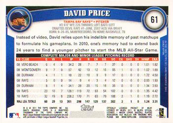 2011 Topps - Diamond Anniversary #61 David Price Back