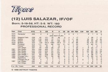 1988 Pepsi/Kroger Detroit Tigers #12 Luis Salazar Back