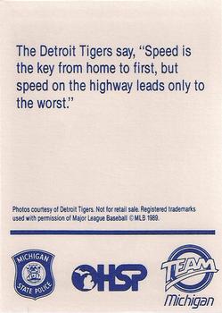 1989 Detroit Tigers Police #1 Lou Whitaker Back