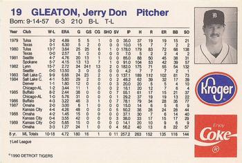 1990 Coca-Cola/Kroger Detroit Tigers #NNO Jerry Don Gleaton Back