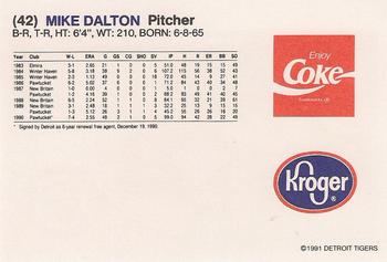 1991 Coca-Cola/Kroger Detroit Tigers #NNO Mike Dalton Back