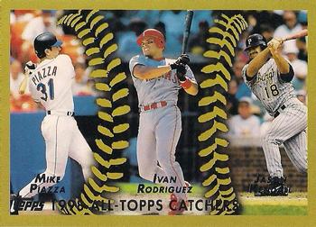 2011 Topps - 60 Years of Topps #60YOT-48 Mike Piazza / Ivan Rodriguez / Jason Kendall Front