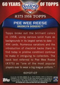 2011 Topps - 60 Years of Topps #60YOT-07 Pee Wee Reese Back