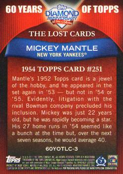 2011 Topps - 60 Years of Topps: The Lost Cards #60YOTLC-3 Mickey Mantle Back