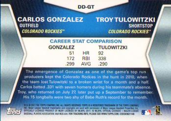 2011 Topps - Diamond Duos (Series 1) #DD-GT Carlos Gonzalez / Troy Tulowitzki Back