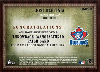 2011 Topps - Throwback Logo Manufactured Patch #TLMP-JB Jose Bautista Back