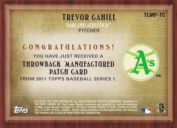 2011 Topps - Throwback Logo Manufactured Patch #TLMP-TC Trevor Cahill Back