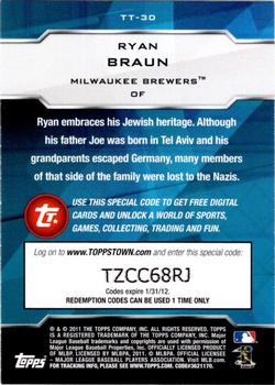 2011 Topps - Topps Town (Series 1) #TT-30 Ryan Braun Back