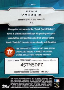 2011 Topps - Topps Town (Series 1) #TT-42 Kevin Youkilis Back