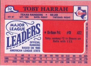 1986 Topps Major League Leaders Minis #32 Toby Harrah Back