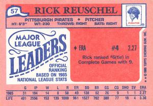 1986 Topps Major League Leaders Minis #57 Rick Reuschel Back