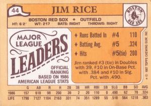 1987 Topps Major League Leaders Minis #44 Jim Rice Back