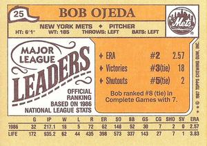 1987 Topps Major League Leaders Minis #25 Bob Ojeda Back