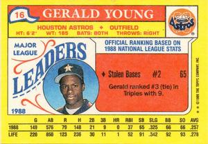 1989 Topps Major League Leaders Minis #16 Gerald Young Back