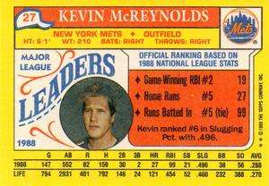 1989 Topps Major League Leaders Minis #27 Kevin McReynolds Back