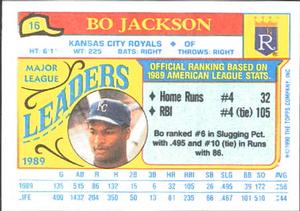 1990 Topps Major League Leaders Minis #16 Bo Jackson Back