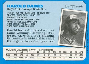 1987 Topps Kay-Bee Superstars of Baseball #1 Harold Baines Back