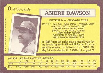 1989 Topps Kay-Bee Superstars of Baseball #9 Andre Dawson Back