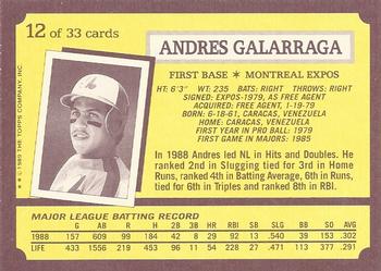 1989 Topps Kay-Bee Superstars of Baseball #12 Andres Galarraga Back